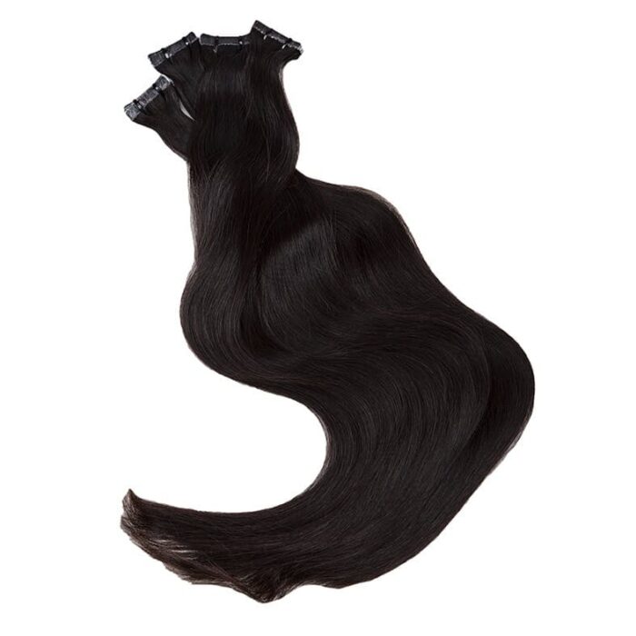 Tape extensions dark brown äkta remy hår löshår med tejp i mörkbrun nyans för naturlig färgmatchning