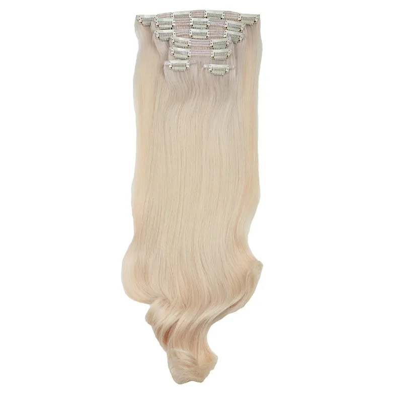 Clip-in löshår 60 cm platina blonde med clips extensions