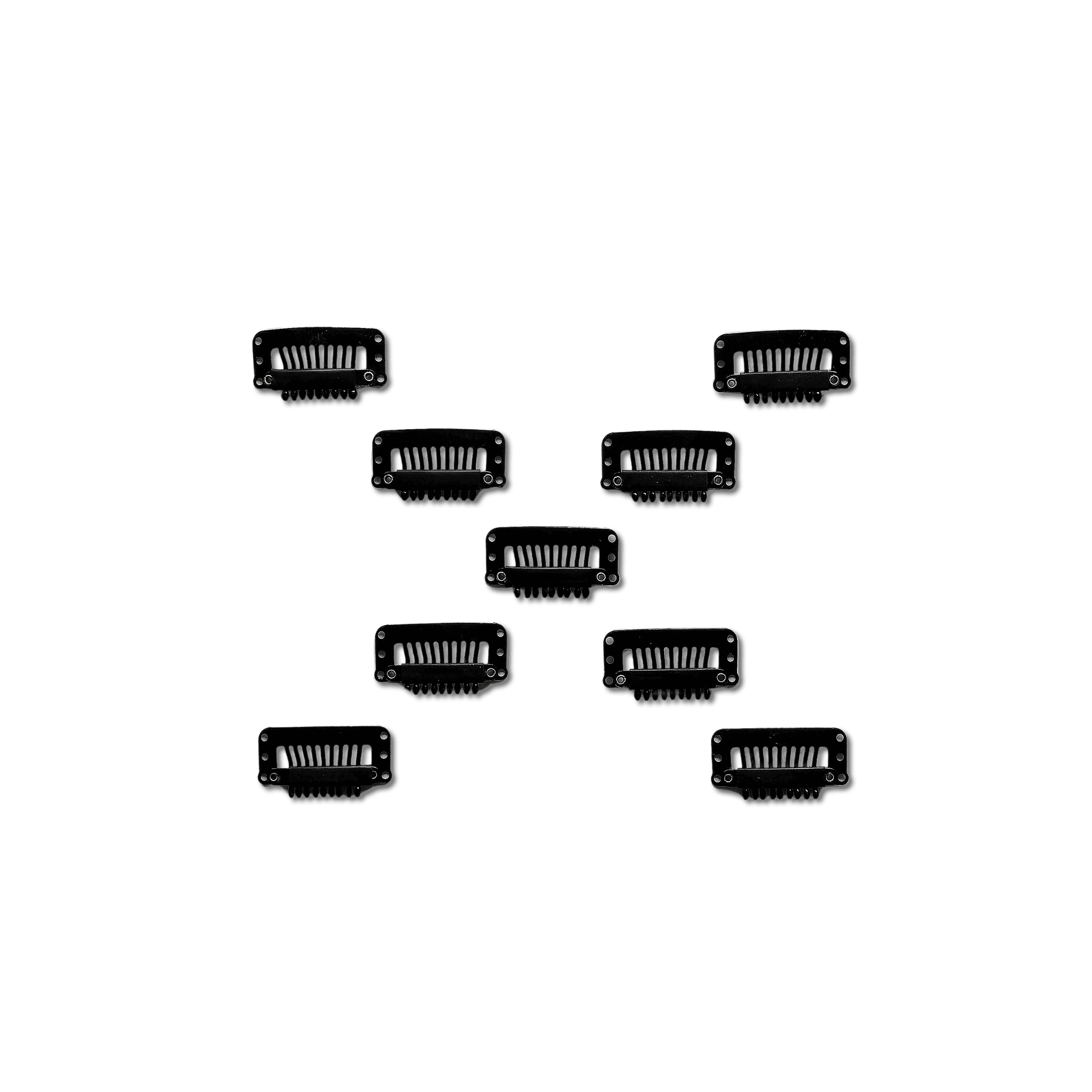 Svarta clips för clip-in löshår, fästen till hair extensions