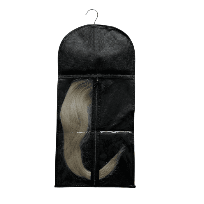 Förvaringsväska för löshår och clip-in extensions med dragkedja och krok