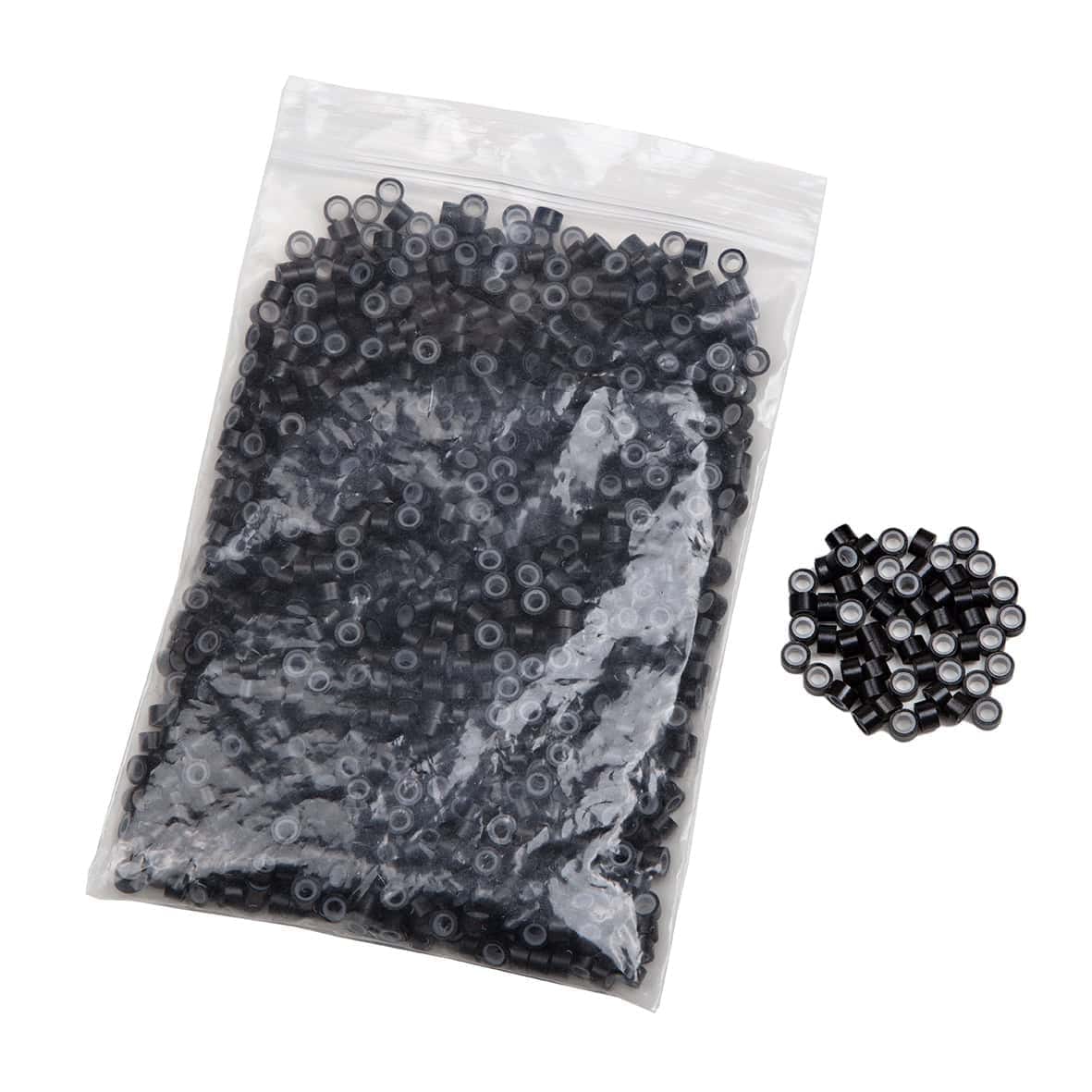 Microringar svarta för extensions och hårträns weft hållbar och skonsam fästning av löshår.