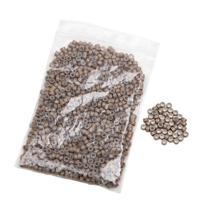 Microringar beige för extensions och hårträns weft skonsam fästmetod för löshår