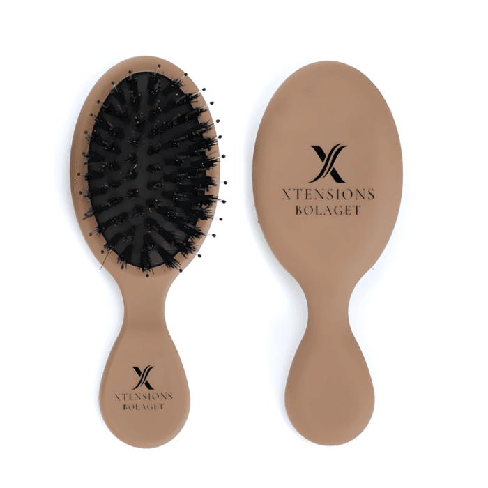 Brun extensionsborste mini för extensions och löshår.