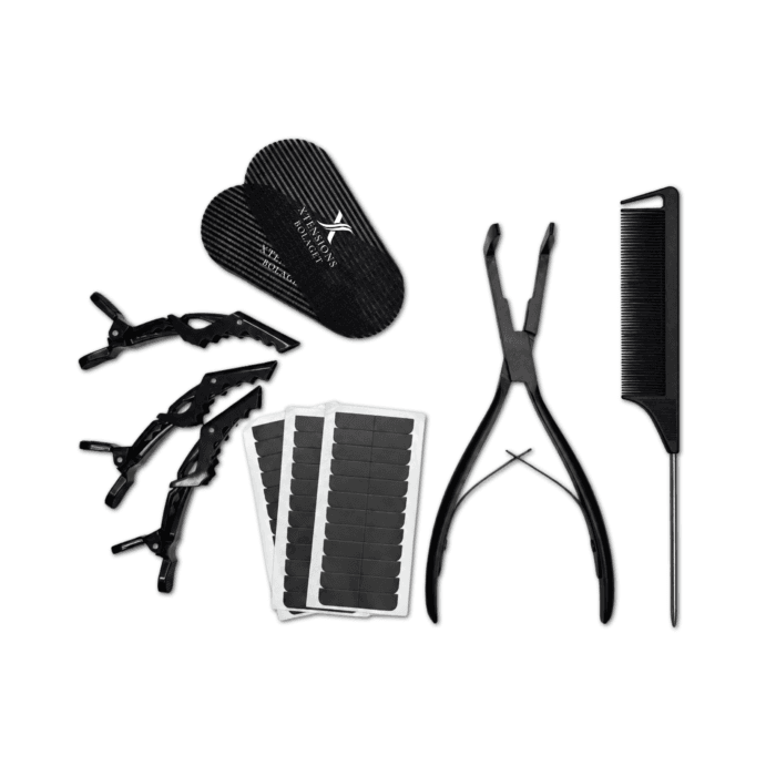 Tape Starter Kit för tape extensions med tång, pinnkam, clips och tejpfästen – Xtensionsbolaget