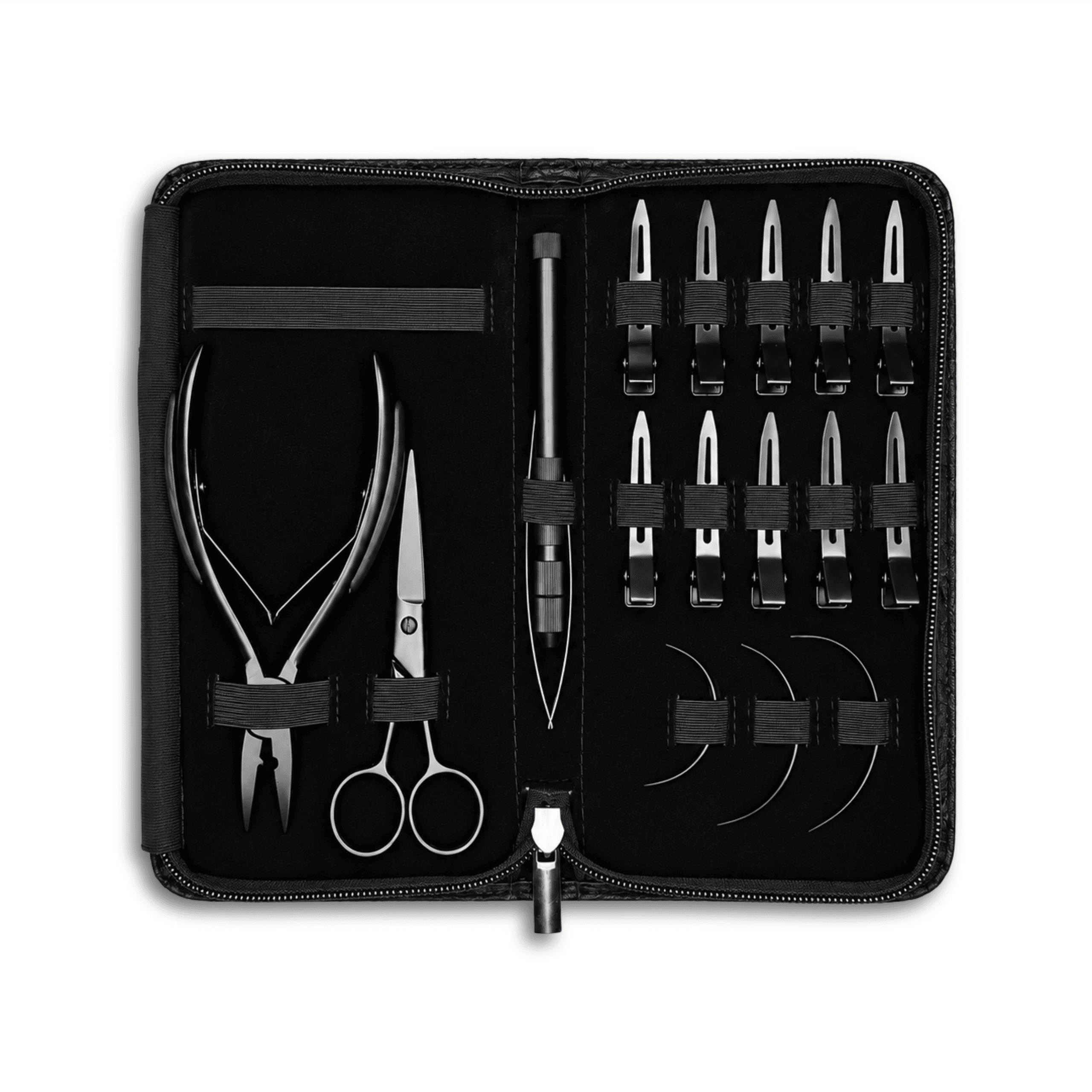 weft starter kit svart verktygskit för hair extensions i fodral – Xtensionsbolaget